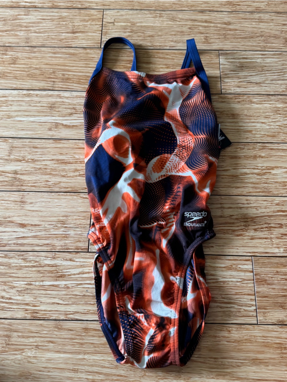 Speedo Orange Navy Abstract One-Piece Swimwear
